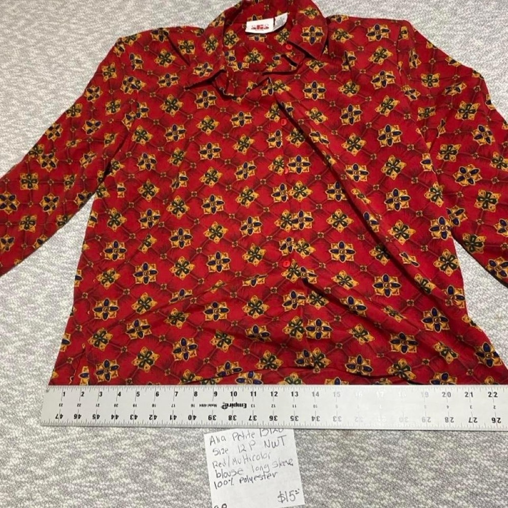 Alia Petite Red & yellow floral NWT shirt/ blouse women 12P. SKU-B128#floral